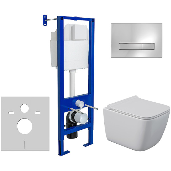 Комплект инсталляция с унитазом Berges Atom Line кнопка хром глянец, унитаз Quattro S Rimless 49 см, сиденье с soft-close (043361) Комплект инсталляция с унитазом Berges Atom Line кнопка хром глянец, унитаз Quattro S Rimless 49 см, сиденье с soft-close (043361)