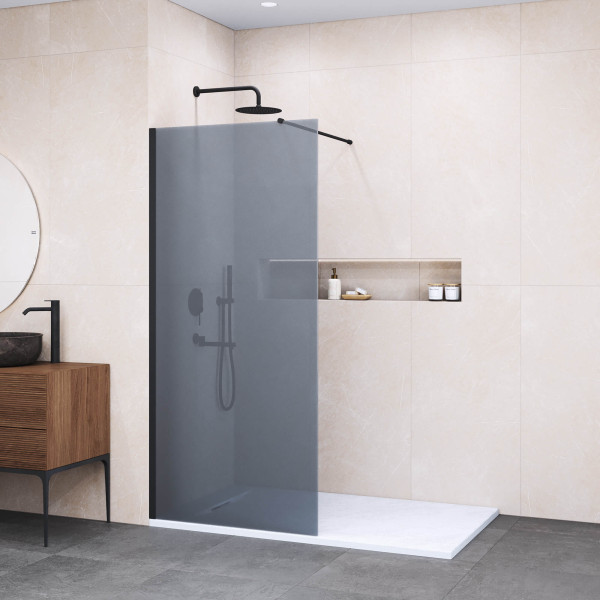 Душевое ограждение RGW Walk In 80x195 стекло тонированное, профиль черный (35100208-34) Душевое ограждение RGW Walk In 80x195 стекло тонированное, профиль черный (35100208-34)