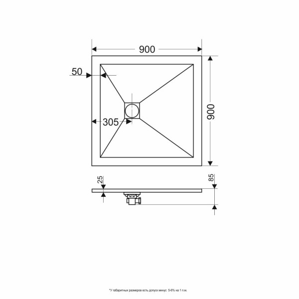 Душевой поддон RGW Stone Tray 90x90 графит\серый (16152099-02)