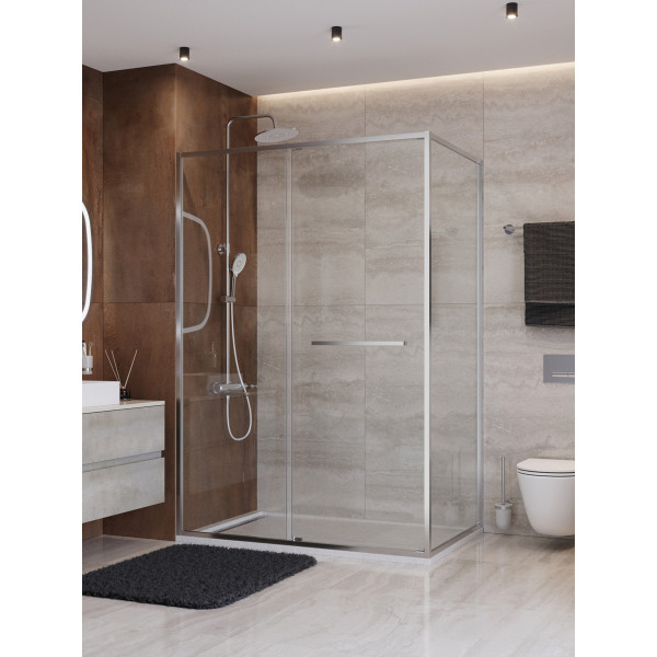 Душевой уголок Cezares Lux 140x90x195 стекло прозрачное, профиль хром (LUX-AH-FS-11-140/90-C-CR)