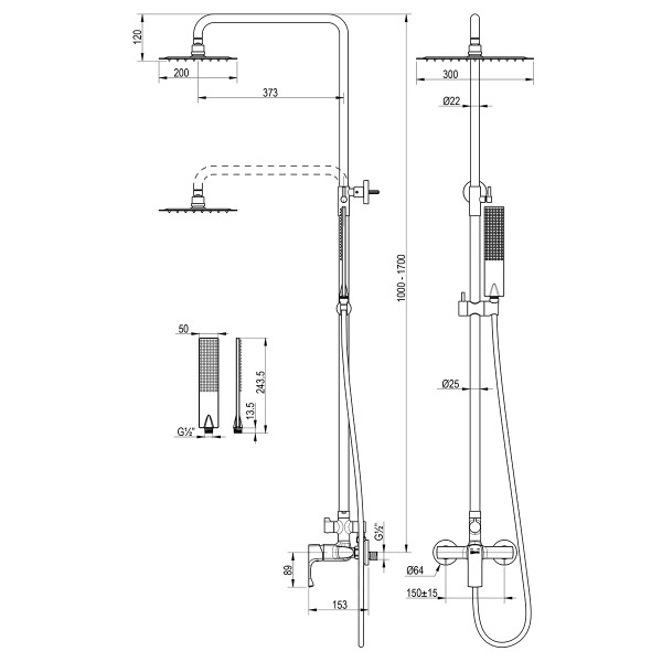 Душевые системы Lemark Ursus золото светлое (LM7260BG)