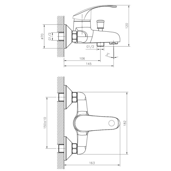 Смеситель для ванны и душа Decoroom DR71 хром (DR71035)