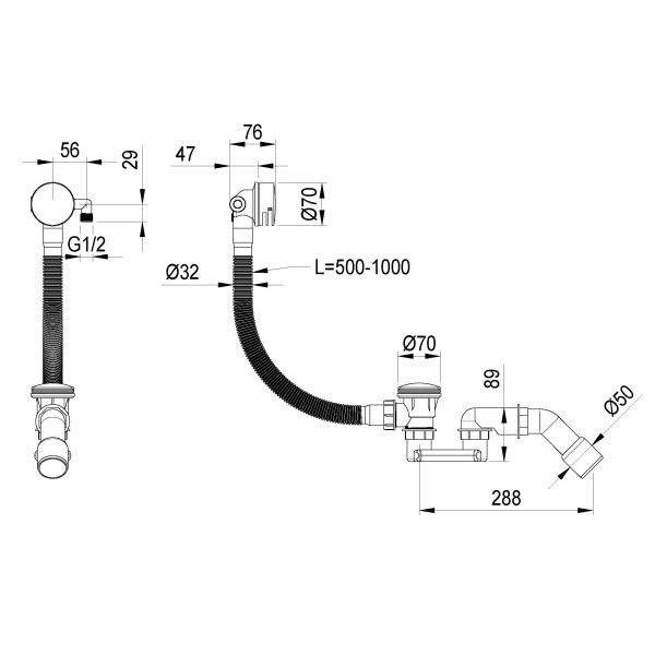 Обвязка для ванны Boheme функция наполнения Gun metal (631-GM)
