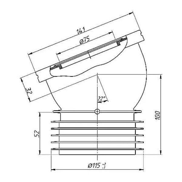 Отвод для унитаза 14 град. АНИ (короткий) АНИ пласт (W1228)