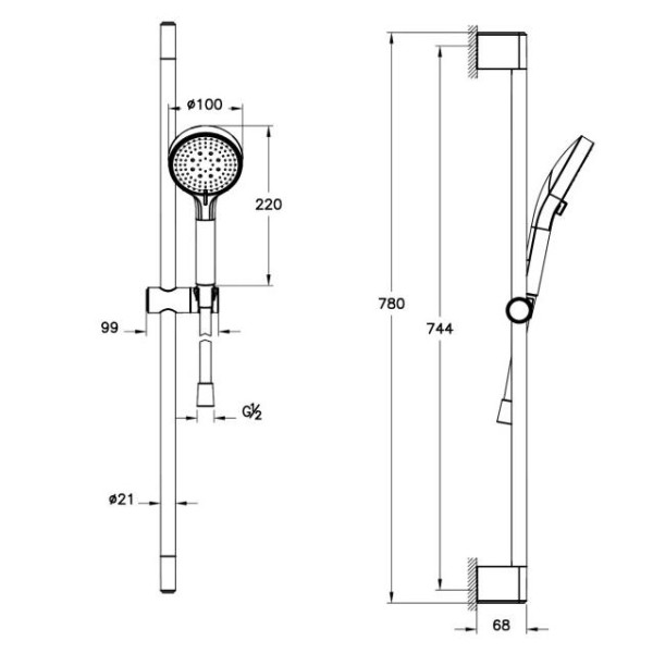 Душевой гарнитур Vitra 3 режима хром (A45908EXP)