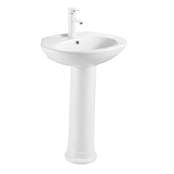 Раковина с пьедесталом Azario Loretti 57x10,5х82 белая (AZ-337P)