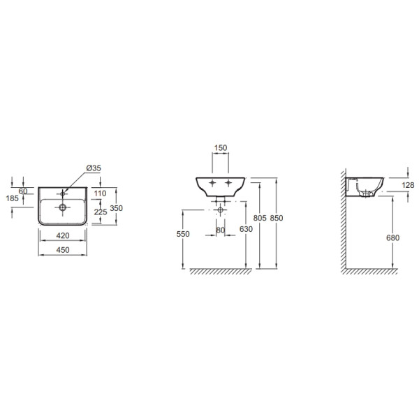 Раковина подвесная Jacob Delafon 45x35 белая (EGH112-00)