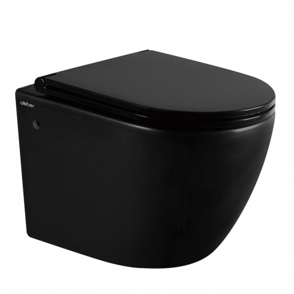 Унитаз подвесной ABBER Bequem черный матовый, безободковый (AC1103MB)