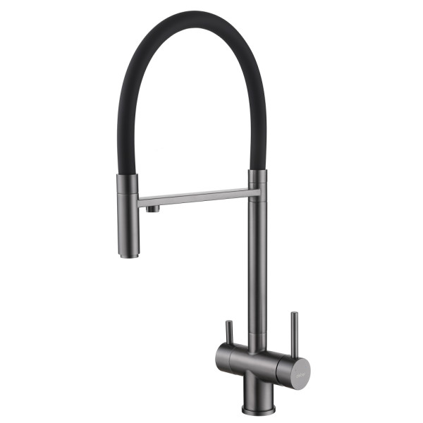 Смеситель для кухни Abber Wasser Kreis с подключением фильтра и выдвижной лейкой никель (AF81141NG)
