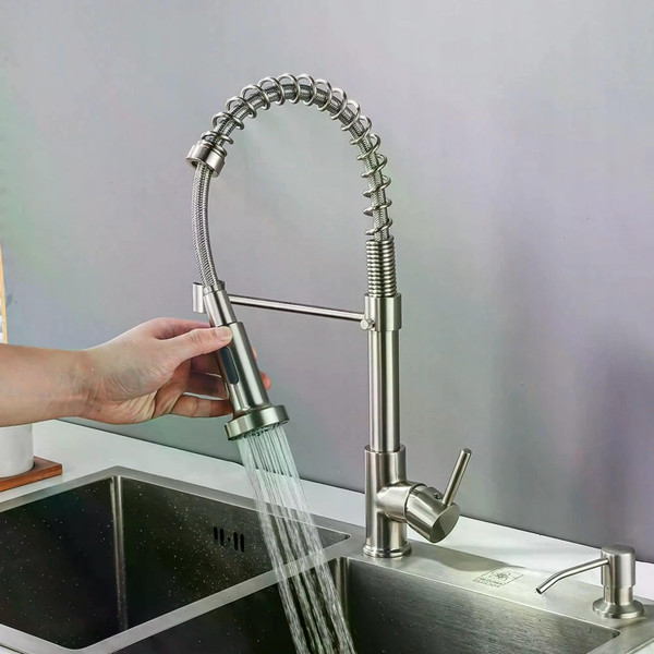 Смеситель для кухни Rea Colin с выдвижным изливом никель (REA-B0417)