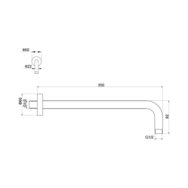Держатель верхнего душа Aquatek настенный 350 мм шлифованное золото (AQ2174BG)