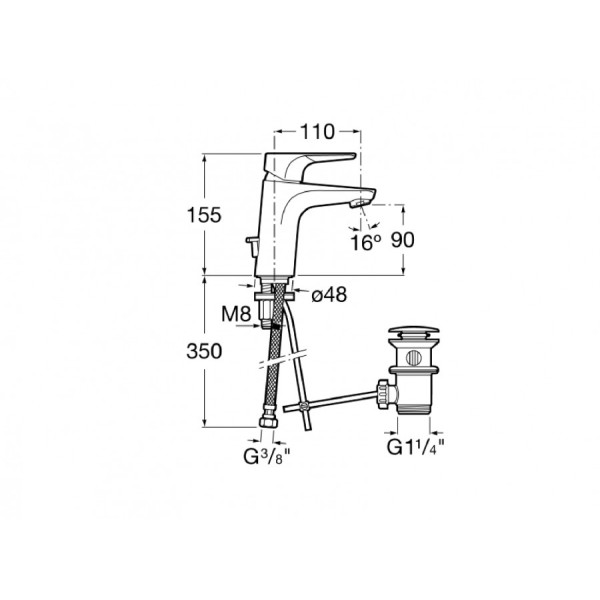 Смеситель для биде Roca Atlas хром (7.5A30.9.0C0.M)
