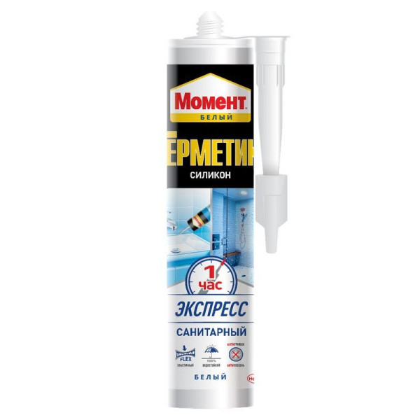 Герметик силиконовый санитарный экспресс Момент 280 мл. (белый) (2256222)