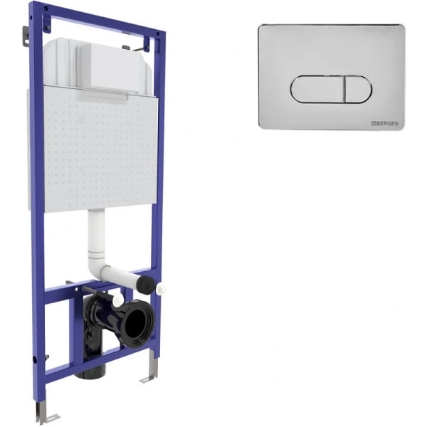 Инсталляция для подвесного унитаза Berges NOVUM D3 с клавишей (040233) хром глянец Инсталляция для подвесного унитаза Berges NOVUM D3 с клавишей (040233) хром глянец