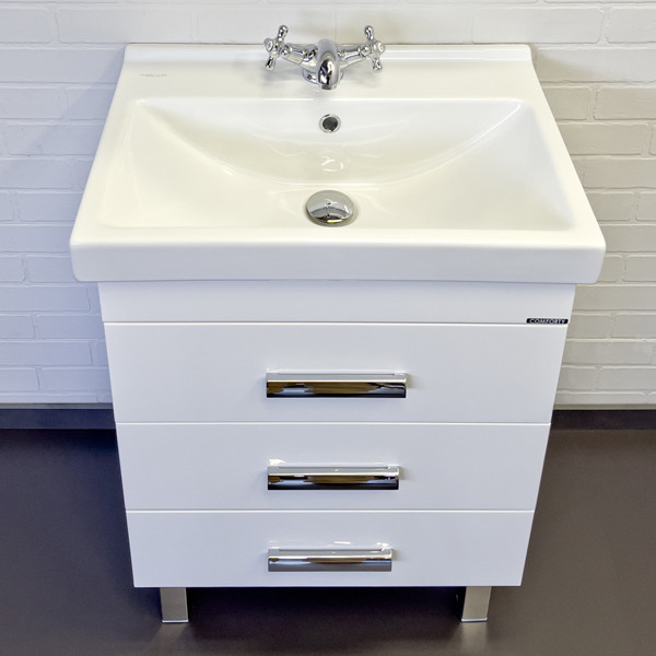 Тумба напольная Comforty Монако 600x860x400 белый глянцевый с раковиной (00-00001499)