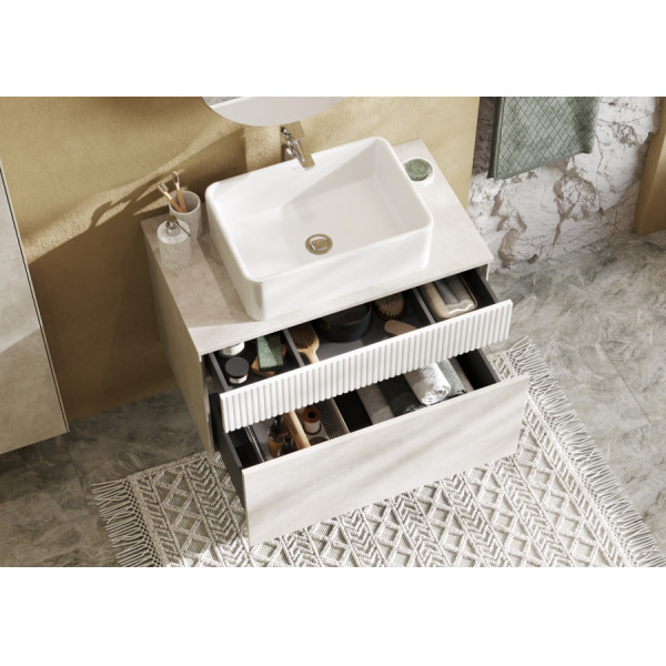 Тумба подвесная Aquaton Марбл 460x800x530 белый, слэйт (1.A276.2.01M.H4C.0)