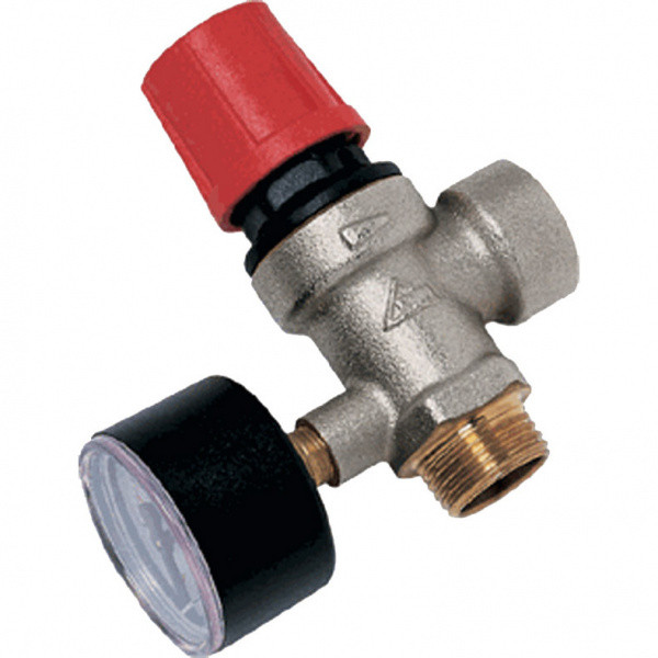 Клапан предохранительный с манометром RBM 1/2"ВН 4,5 бар (354.04.70) Клапан предохранительный с манометром RBM 1/2"ВН 4,5 бар (354.04.70)