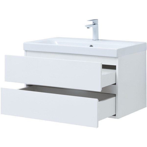 Тумба подвесная Aquanet Беркли 80 белый глянец (2 ящика) (00302351)