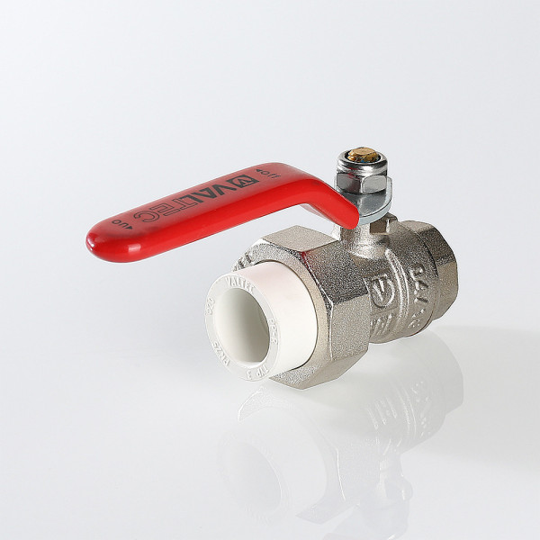 Кран шаровой с переходом на PP-R трубу 20x1/2"В Valtec (латунь, белый) VTp.742.0.02004