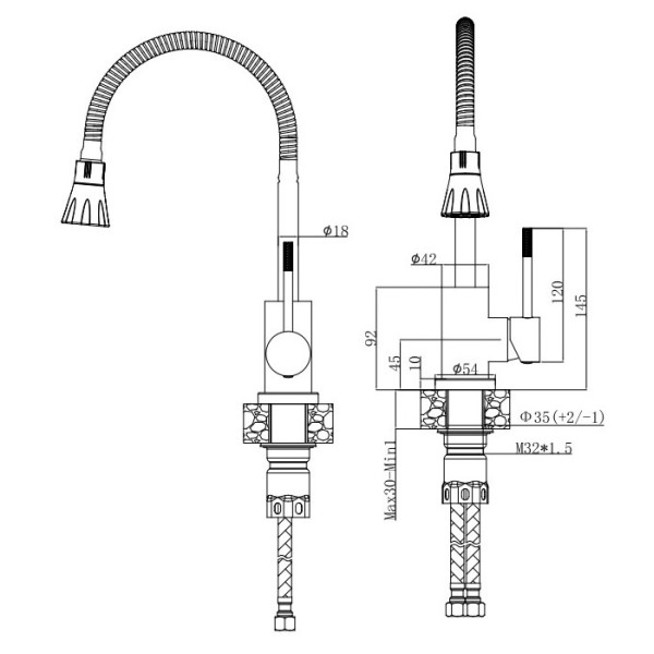 Смеситель для кухни Voda хром (KF 36) Смеситель для кухни Voda хром (KF 36)