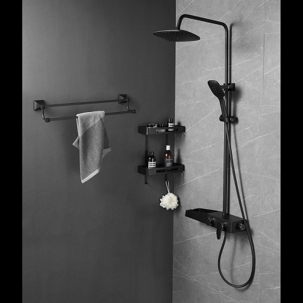 Душевая система Azario с поворотным изливом черная (AZ-801-2B)