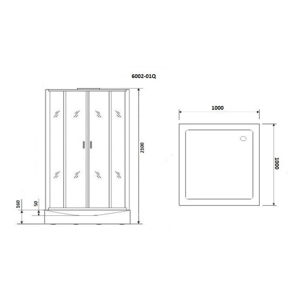 Душевая кабина Niagara Premium 1000*1000*2100 стекло прозрачное, профиль хром (NG-6002-01Q)