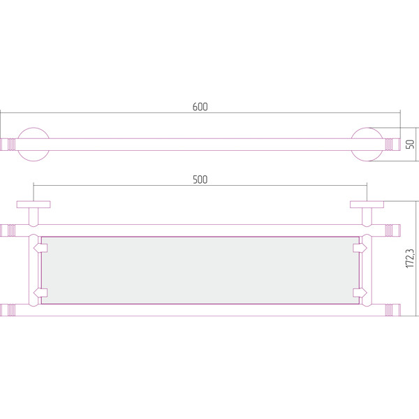 Полка Сунержа Каньон стеклянная / L 600 (03-3003-0600)