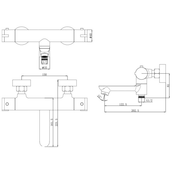 Смеситель для ванны и душа Melodia della vita Rock хром (MDV32006)