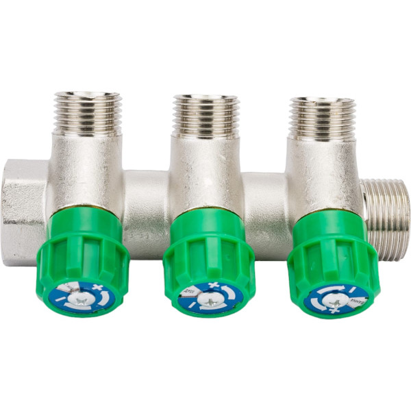 Коллектор 3 отв. регулируемый 3/4"*1/2(16) Kromwell (никель) (EU.ST3078135 3x34x12_k)