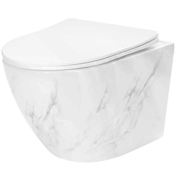 Унитаз подвесной безободковый Rea Carlos Nature Marble белый (REA-C6606) Унитаз подвесной безободковый Rea Carlos Nature Marble белый (REA-C6606)