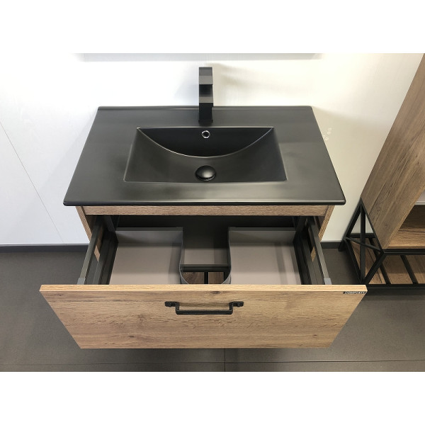 Тумба подвесная с раковиной Comforty Бредфорд 750x465x870 дуб темный (00004149064)