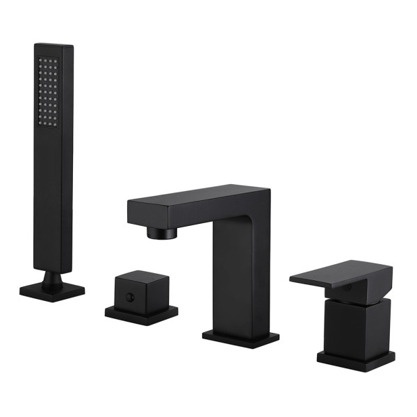 Смеситель на борт ванны для ванны и душа Abber Daheim черный (AF8213B)