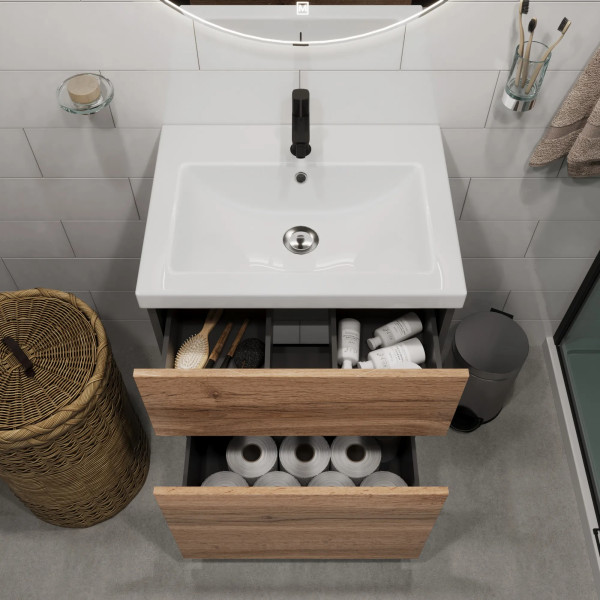 Тумба подвесная 1Marka Aris 690x440x870 антрацит/дуб крафт золотой (Ц0000035781)