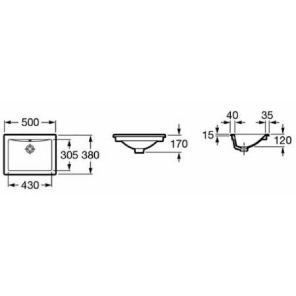 Раковина встраиваемая Roca Diverta 50 (327114000)