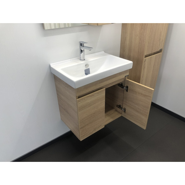 Тумба подвесная с раковиной Comforty Тромсе 600x400x630 дуб сонома (00004142217)