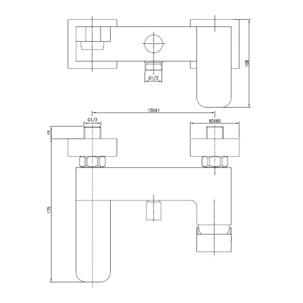 Смеситель для ванны и душа Aquanet Cubic SD90441 (00187227)