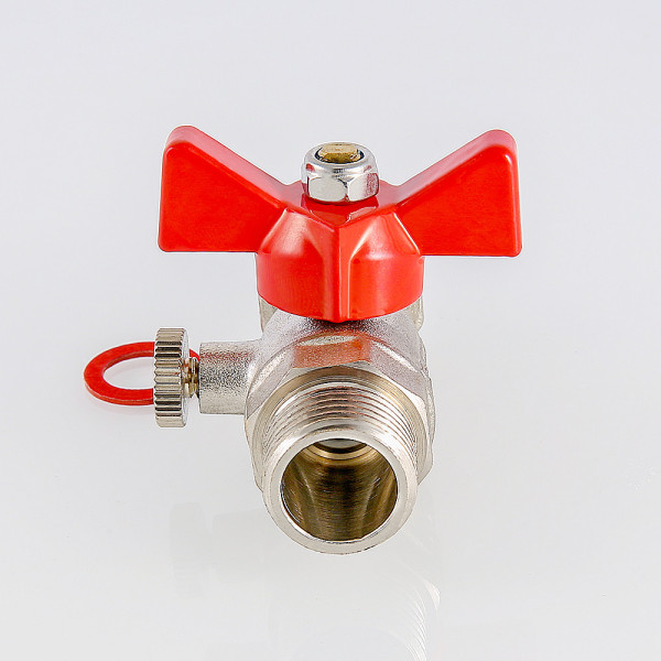 Кран 1/2"х3/8" ВН шаровый для подключения манометра Valtec (красная бабочка) VT.806.N.0403