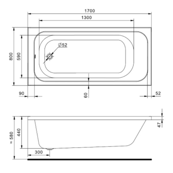 Ванна акриловая Santek Ламма 170x80 белая