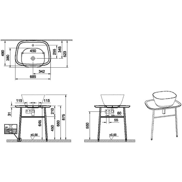 Cтолешница Vitra Plural 70 см матовый белый (62561)
