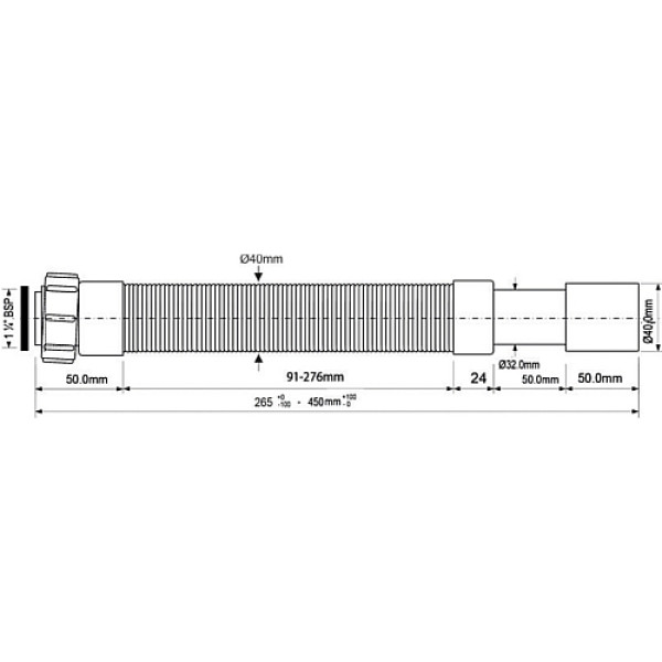 Отвод гофрированный переходной McAlpine 1 1/4"x32/40 250-450 мм (MRMF4-045)