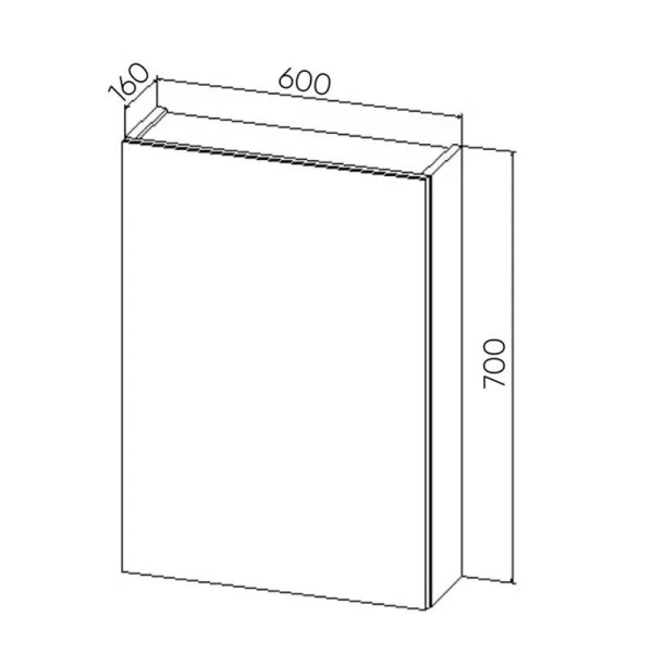 Шкаф зеркальный Viant Куба 60 правый/левый 16x60x70 правый/левый без света белый (VKUB60-ZSH)