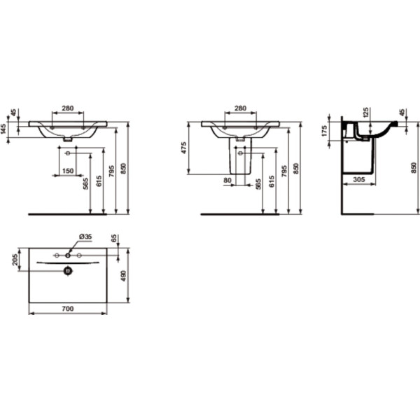 Раковина подвесная Ideal Standard Connect new 170x490x700 (E812801)