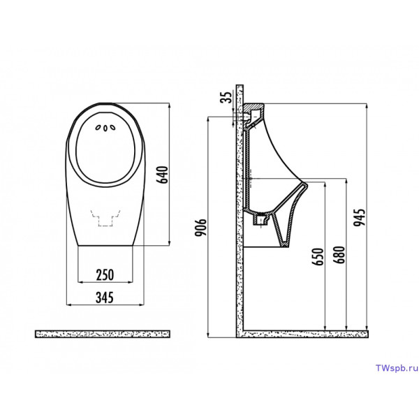 Писсуар (подводка из стены) (TP611-11CB00E-0000)