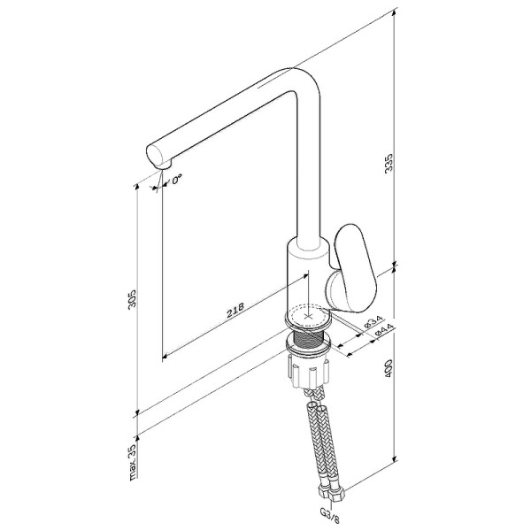 Смеситель для кухни AM.PM Like L-образный излив, хром (F8005000)