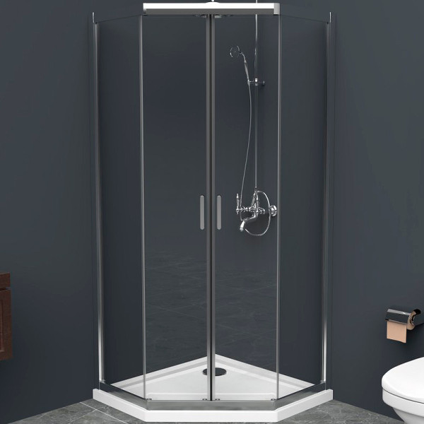 Душевой уголок BelBagno Uno-195 90x90x195 стекло прозрачное, профиль хром (UNO-195-P-2-90-C-Cr)