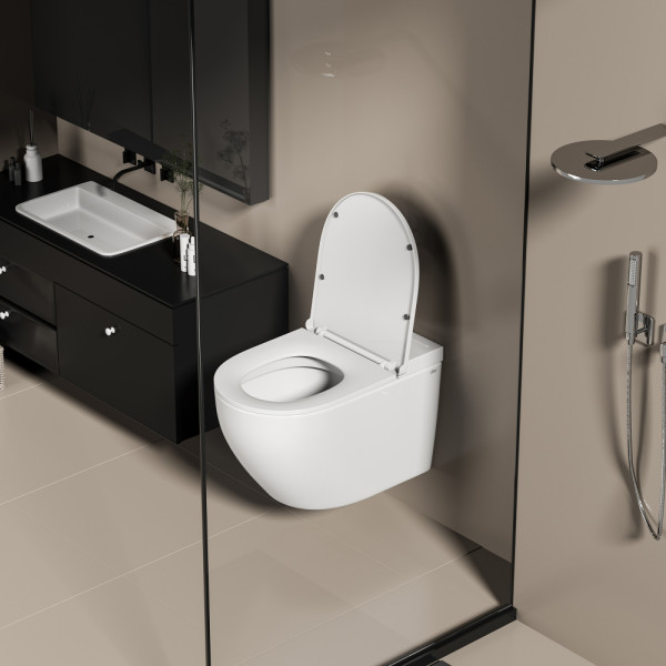 Унитаз подвесной Abber Bequem с импульсным смывом белый (AC1126P)