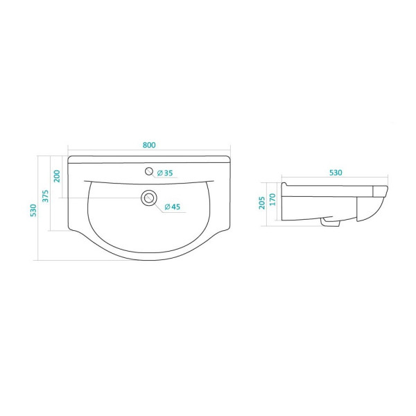 Раковина встраиваемая Santek Эльбрус-80 80х53 (1WH109653)