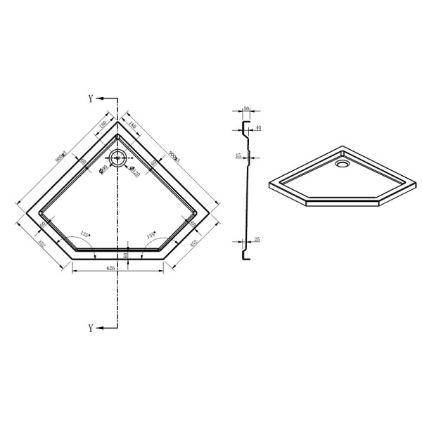 Душевой поддон Loranto 90х90х5 в комплекте с сифоном белый (CS-22113)