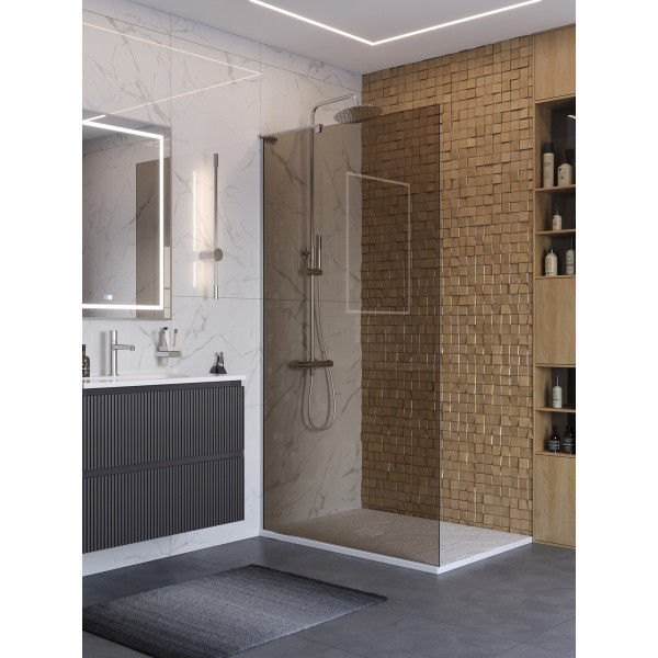 Душевое ограждение BelBagno Uno 100x200 стекло тонированное бронзовое, профиль хром глянцевый (UNO-L-1-TB-100-BR-Cr) Душевое ограждение BelBagno Uno 100x200 стекло тонированное бронзовое, профиль хром глянцевый (UNO-L-1-TB-100-BR-Cr)