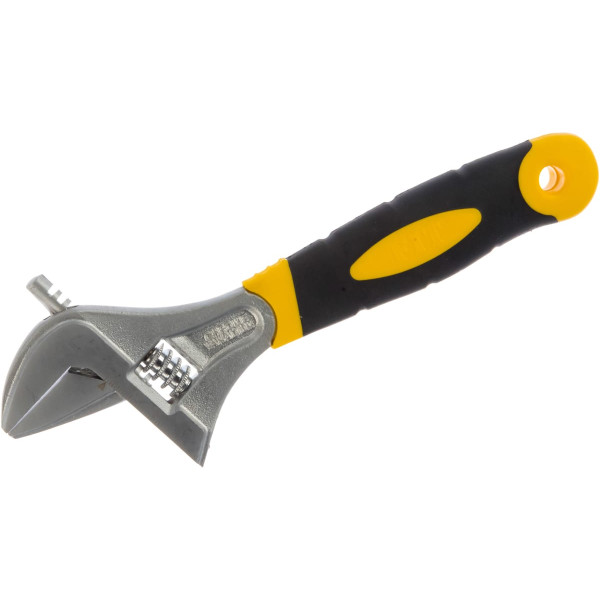 Ключ разводной FIT Гранд 200 мм CrV, узкие губки, увеличен. захват, прорезин. ручка (70192)